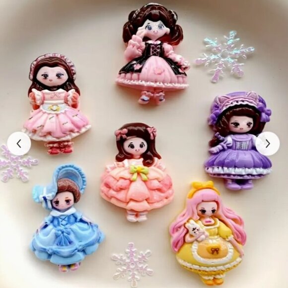 Pack of SIX Colorful Cartoon Princess resin charms Home Decor Magnet set - Picture 3 of 4